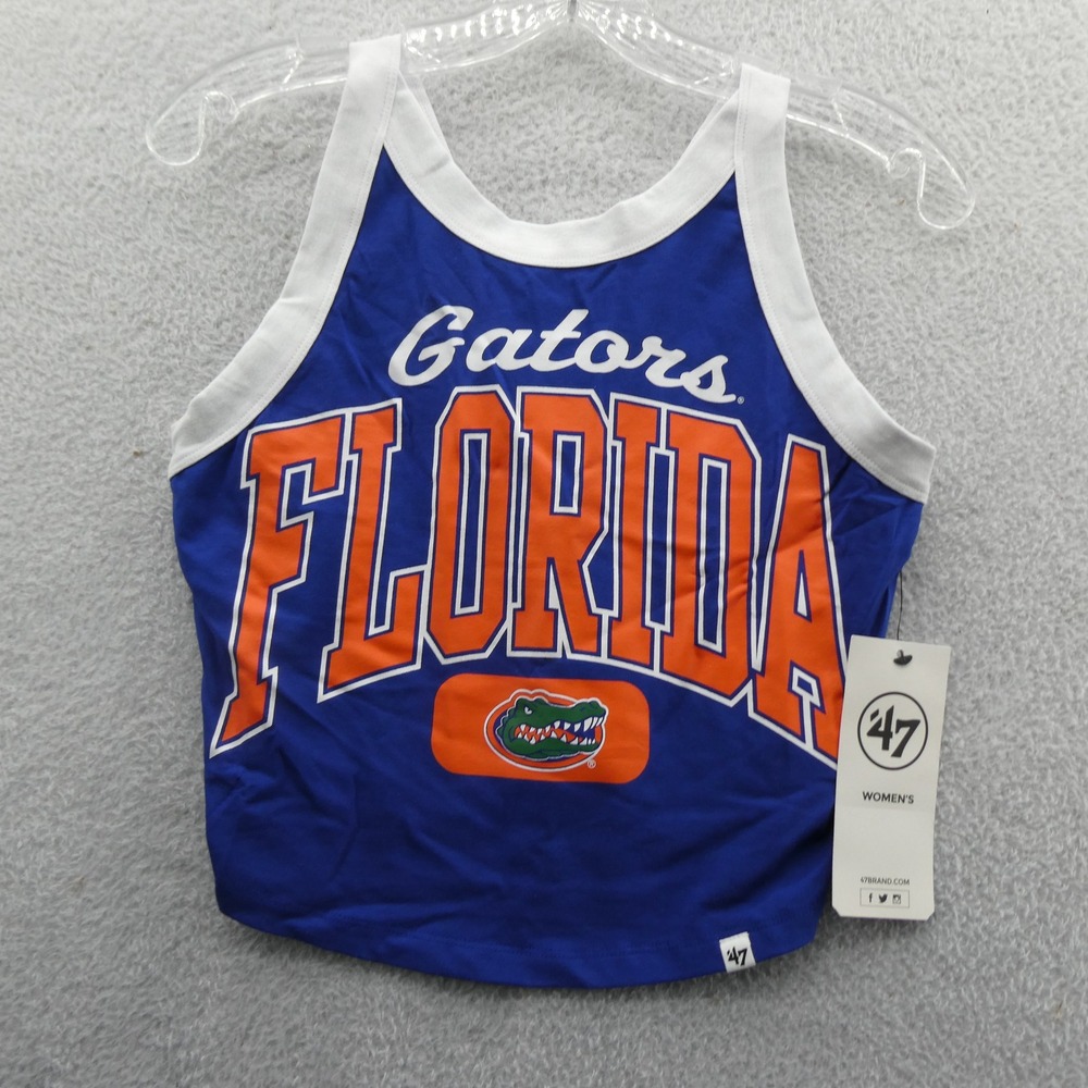 '47 Florida Gators Tank Top Womens Small Blue Orange Cropped Racerback Cotton